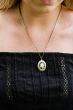 Load image into Gallery viewer, Cameo Locket Necklace - Ivory and Black Flower
