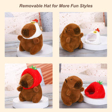 Load image into Gallery viewer, Capybara Chicken Hat Plush Keychain
