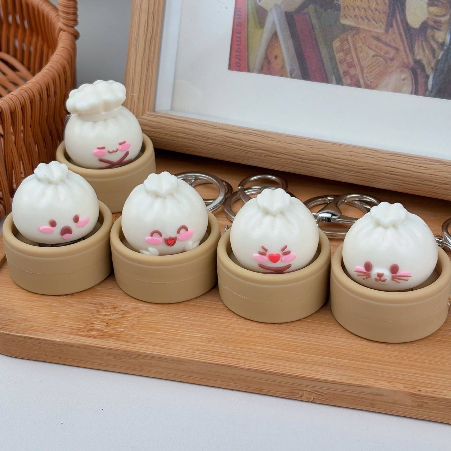 Cute Mini DUMPLINGS Press Button Keychain Bag Charm clicker