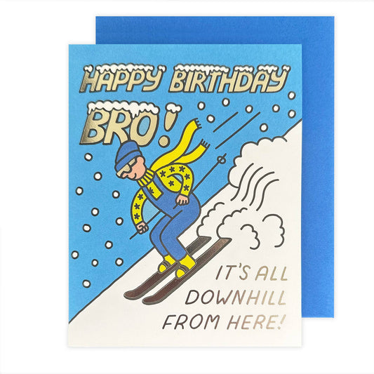 Birthday Bro Skiing Birthday Card