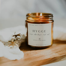 Load image into Gallery viewer, Hygge Soy Candle in Amber Jar with Gold Lid | 9 oz | 4 oz
