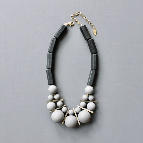 JLT519 black and gray bauble necklace - Front & Company: Gift Store