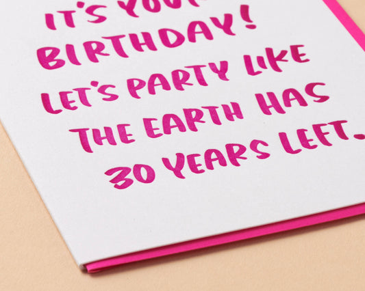 Thirty Years Birthday Letterpress Greeting Card