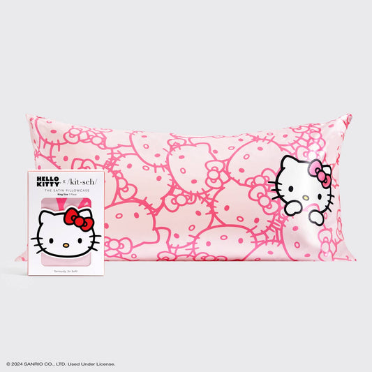 Hello Kitty x Kitsch Pillowcase King - Pink Kitty Faces