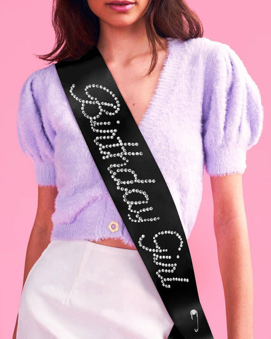 Birthday Girl Black Rhinestone Sash, Party Accessory, Gift