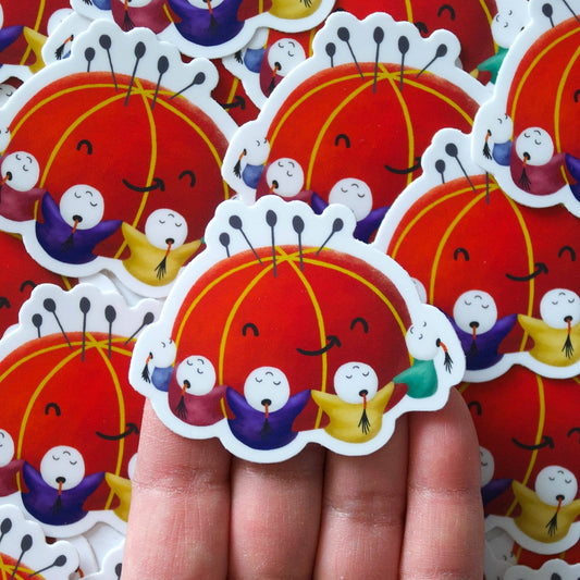 Asian Sewing Pin Cushion Vinyl Sticker