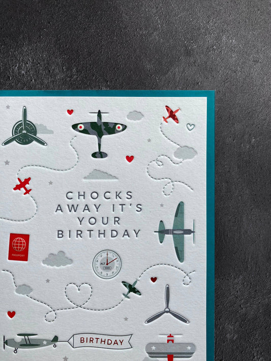 Planes Birthday Letterpress Style Card