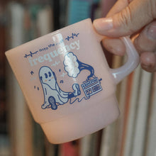 Load image into Gallery viewer, ghost and gramophone- retro spooky pink diner mug

