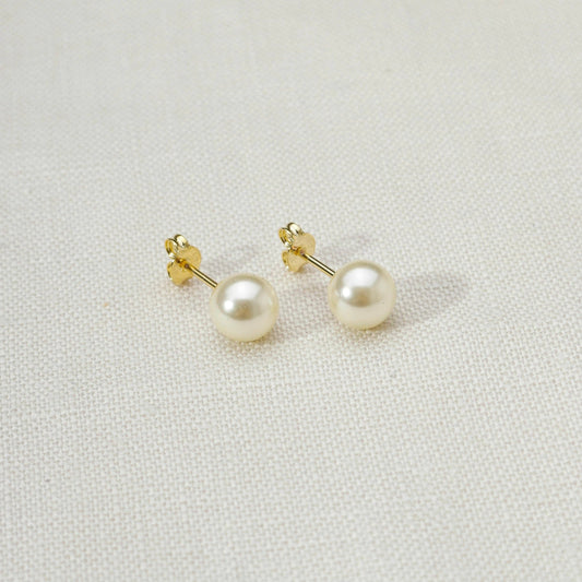 18k Gold Filled  6 mm Classic Pearl Stud