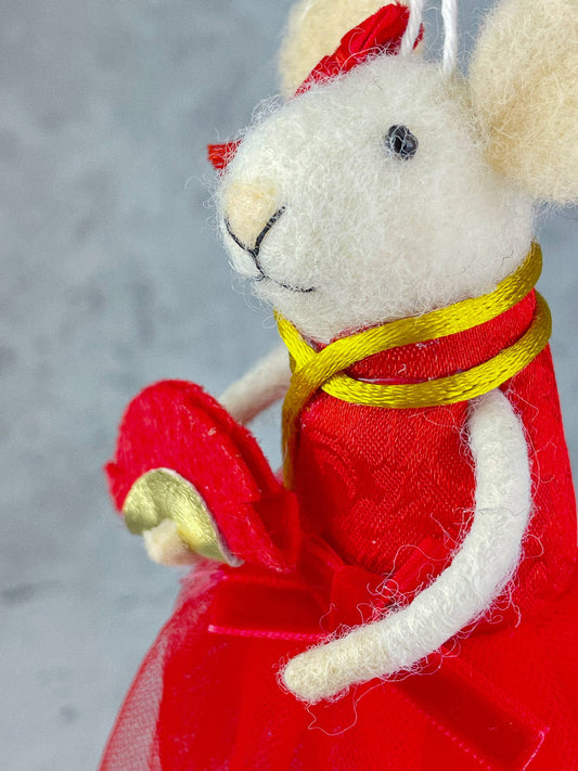 HANGING DECORATIONS: Felt Mouse (Victoria Ballerina)