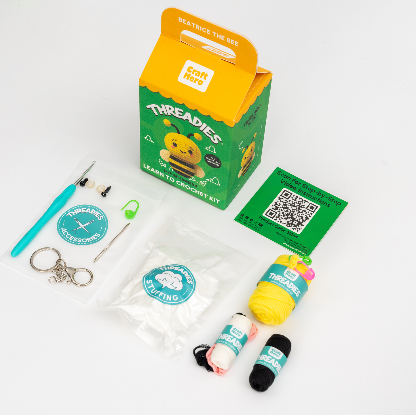 Craft Hero Threadies - Crochet Learning Kit - Beatrice the Bee