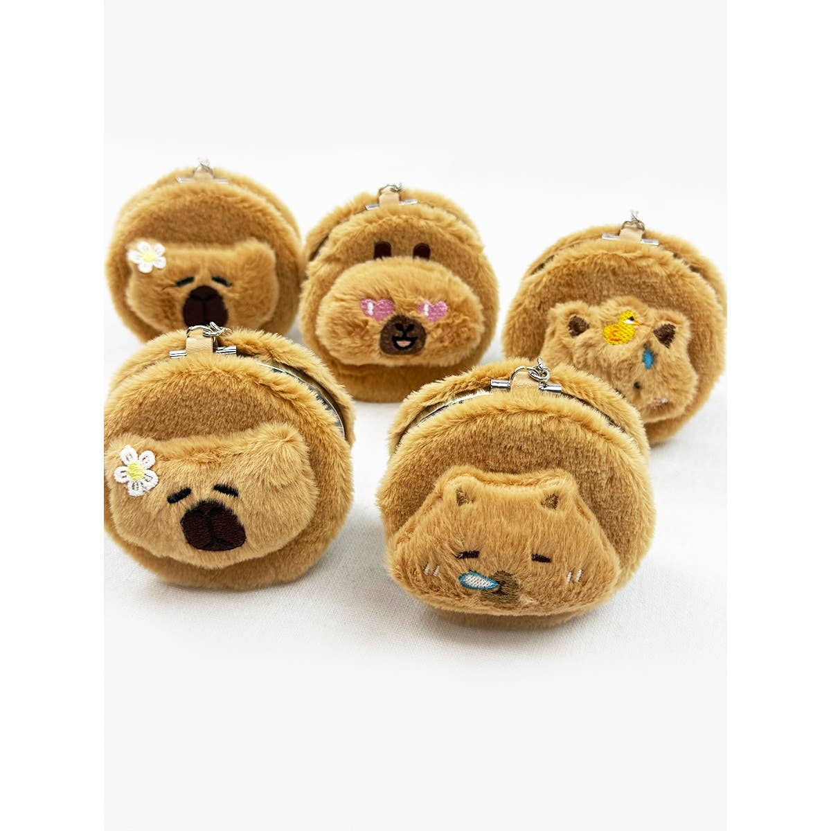 Capybara Plush Compact Mirror with Key Ring