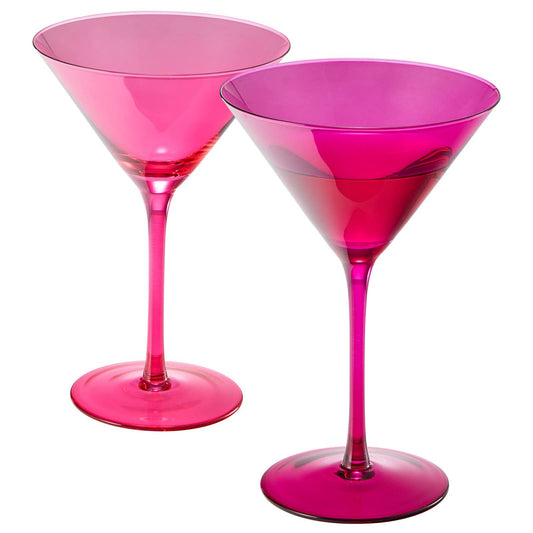 Khen Hot Pink Martini Glasses Crystal Glassware 8oz