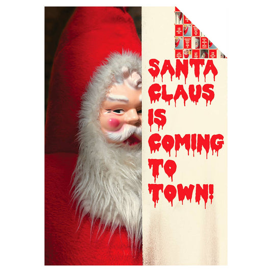 Creepy Santa Coming To Town Wrapping Paper Roll of 3 Sheets