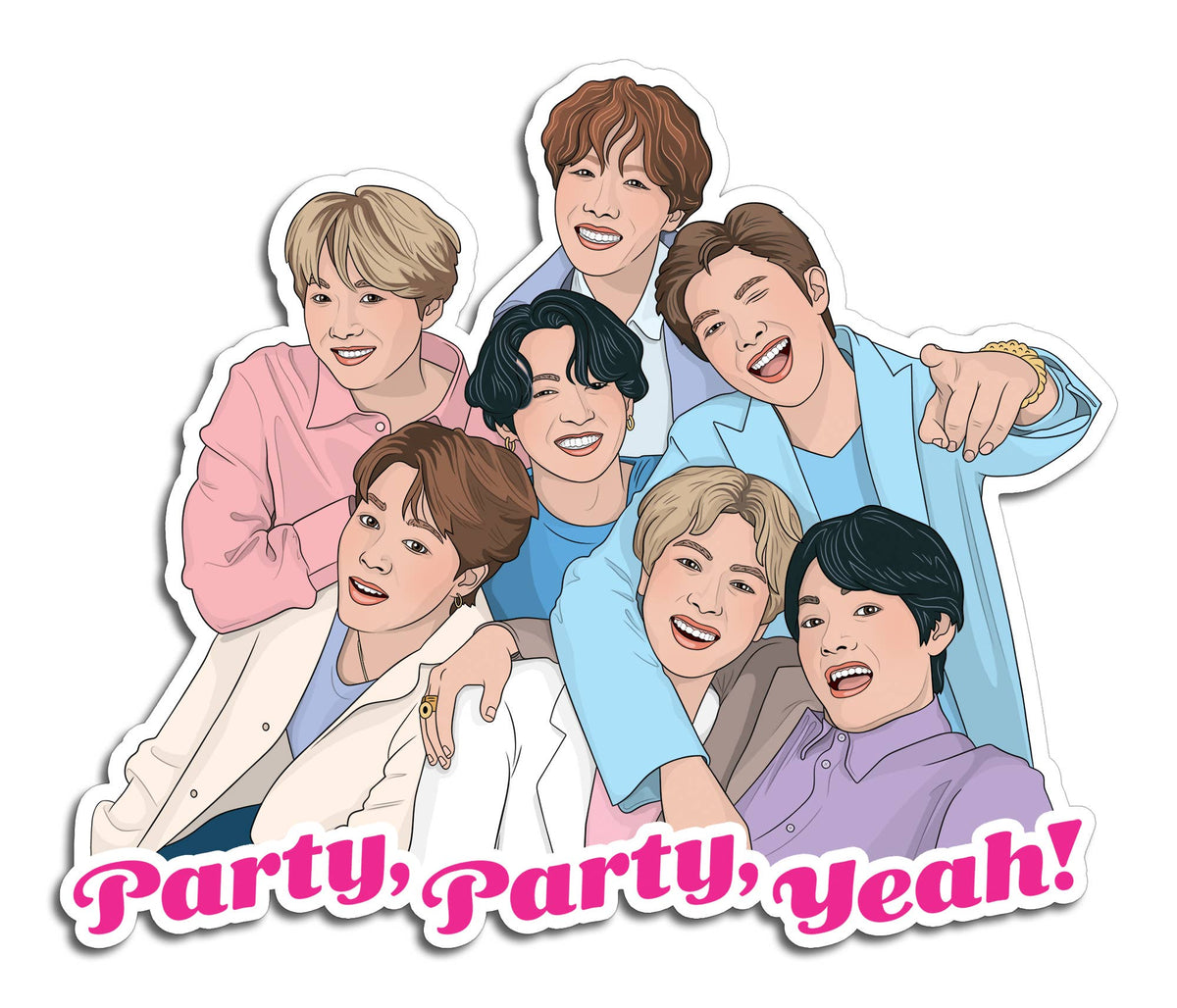 BTS K-Pop Party, Party, Yeah Die Cut Sticker