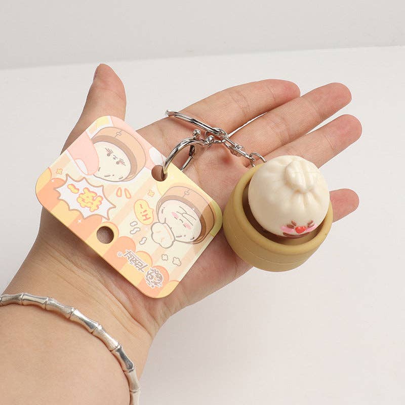 Steamed Bun Squishy Keychain Clicker