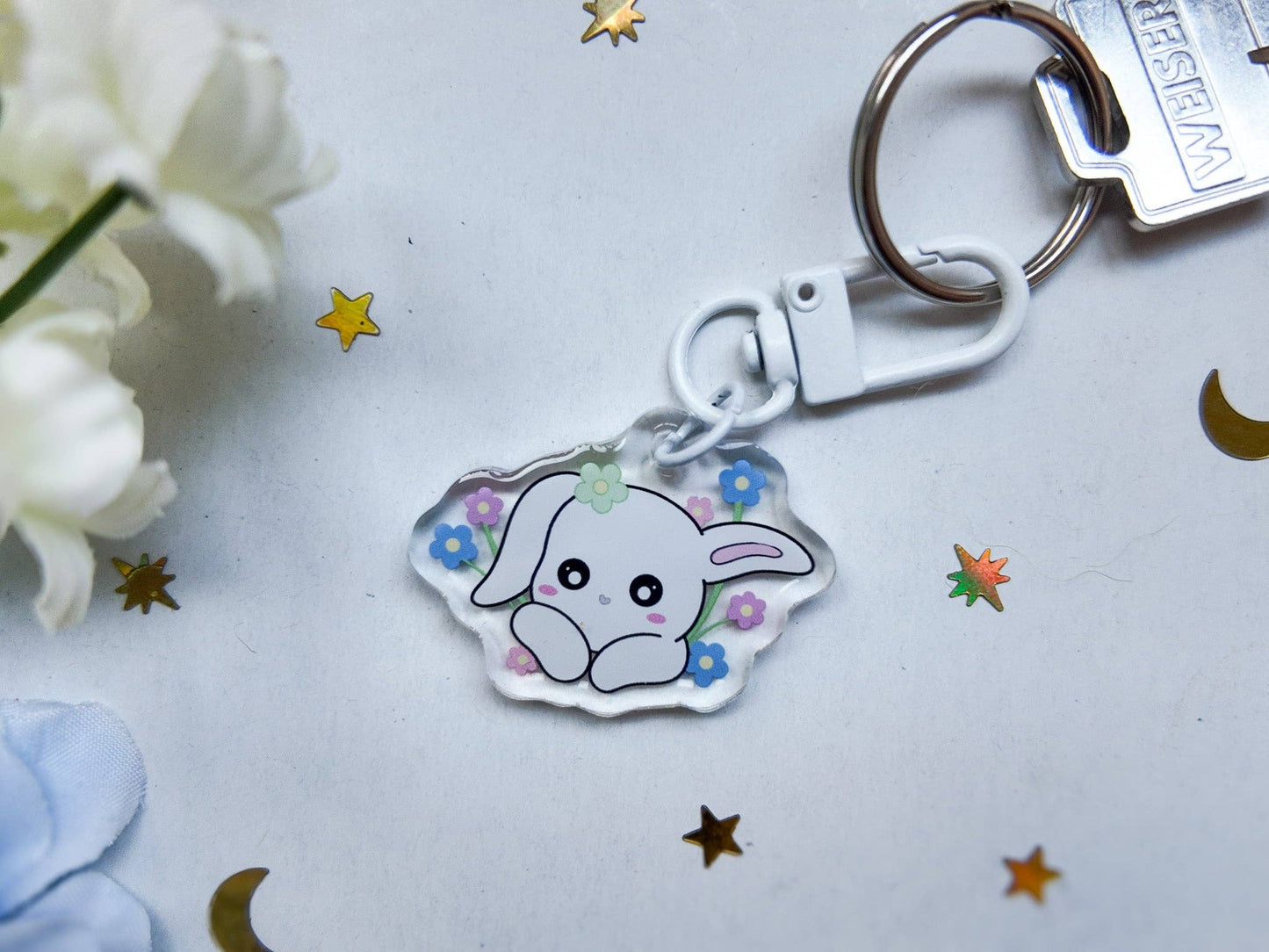 Flower Bunny Key Charm
