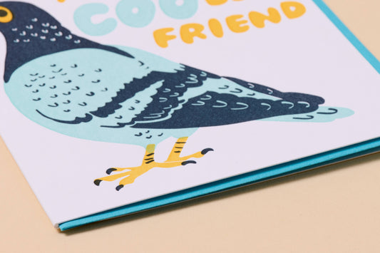 Coo Friend Pigeon Birthday Letterpress Card- Made in USA