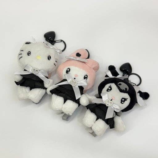 New Limited- Sanrio Black Heart Ribbon Plush Keyring