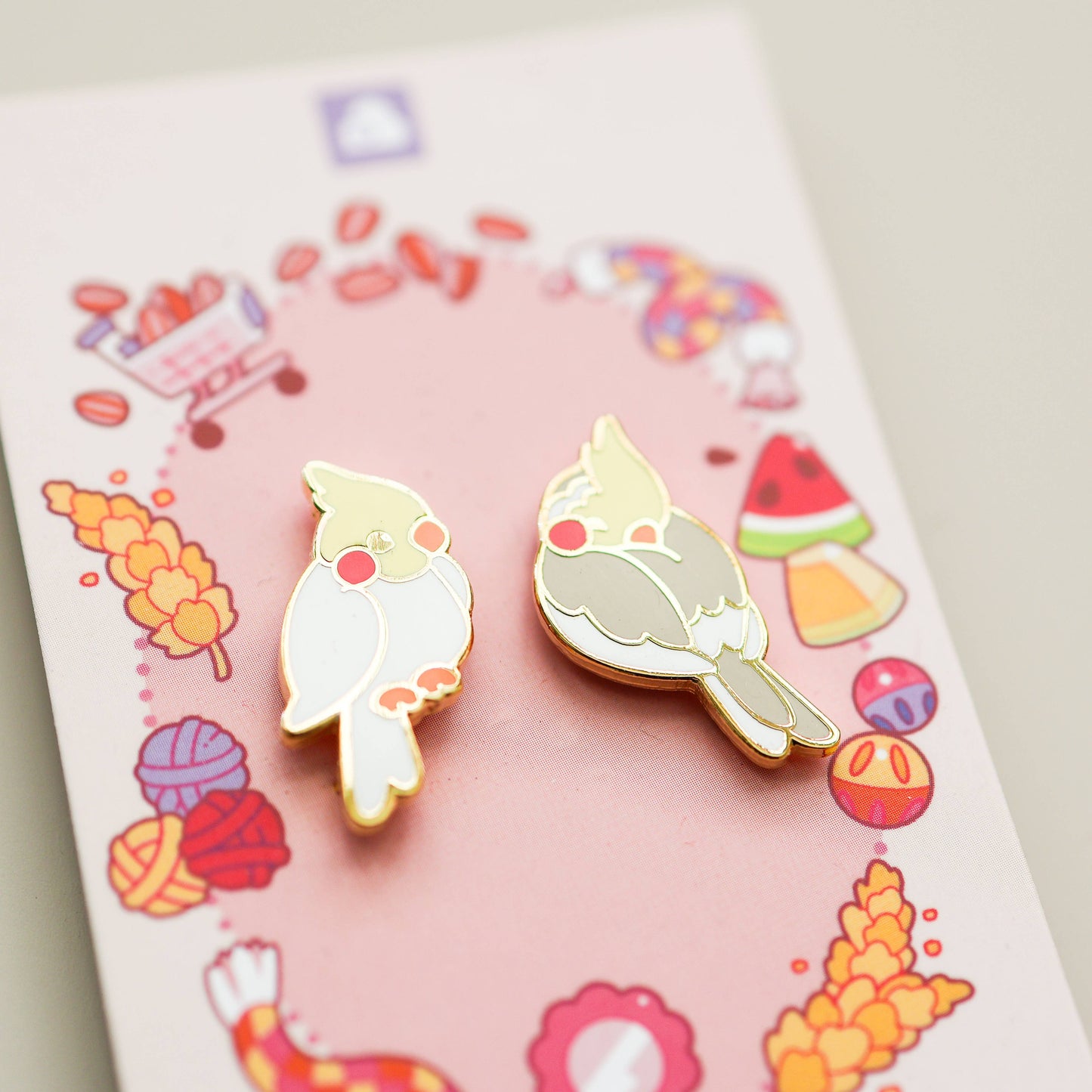 Enamel Pin - Sweet Cockatiels Pin Set