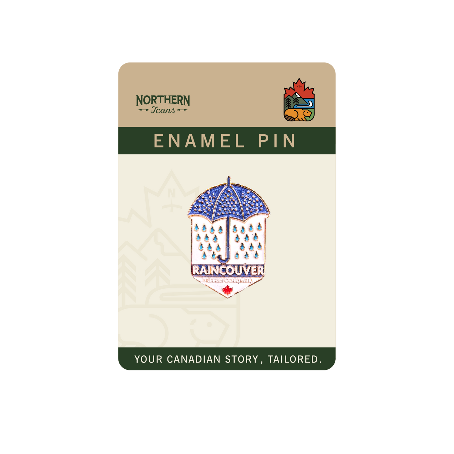 Raincouver Enamel Pin - Vancouver Rain City Lapel Pins, Funny Canada Gift