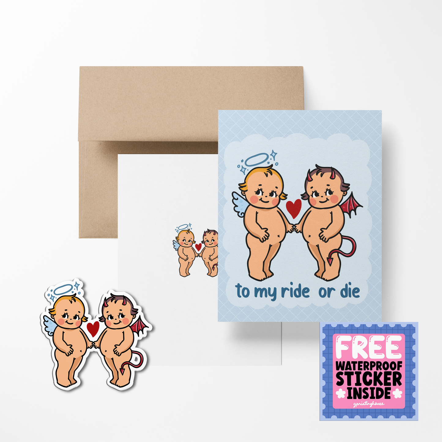 To My Ride or Die Retro Babies Greeting Card