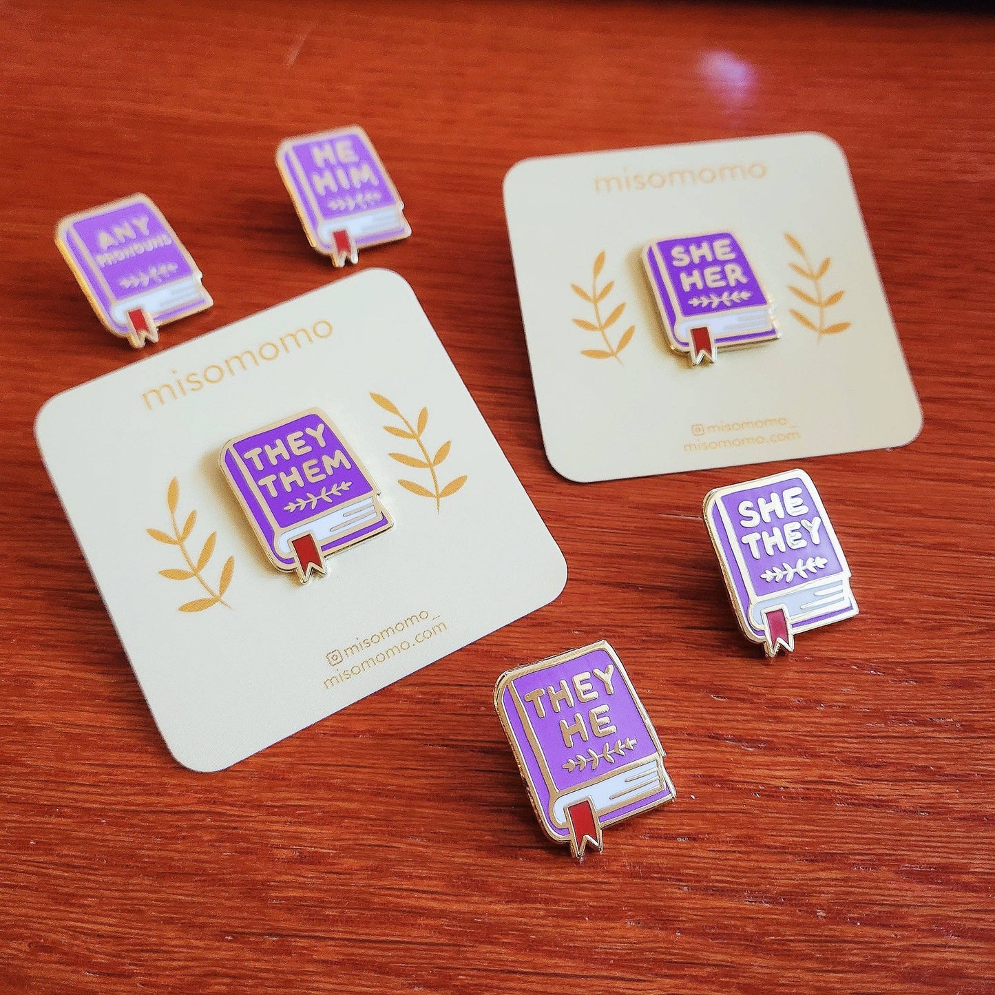 Pronoun Book Pin - he/they