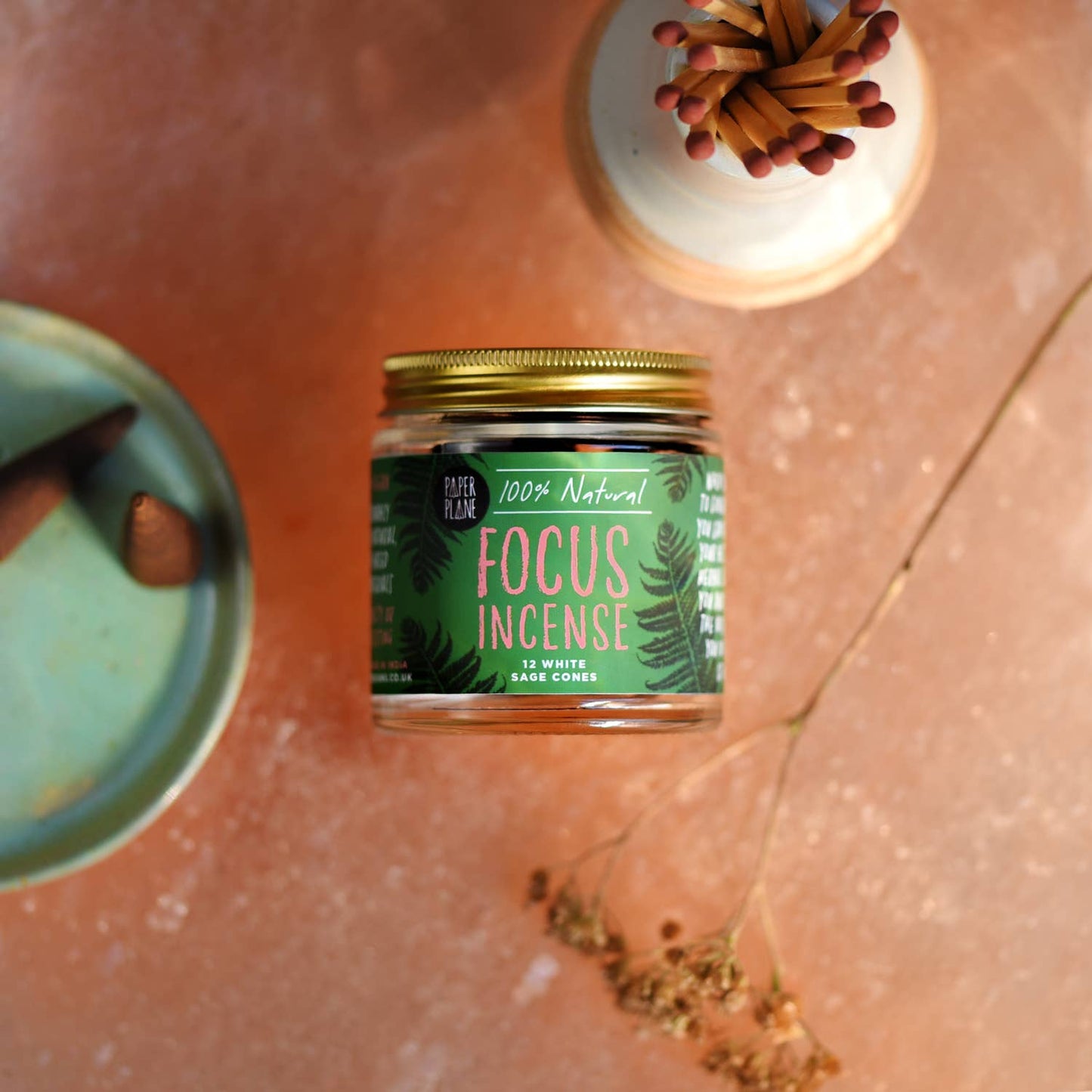 Focus Incense Jar of Incense Cones - plant based, vegan