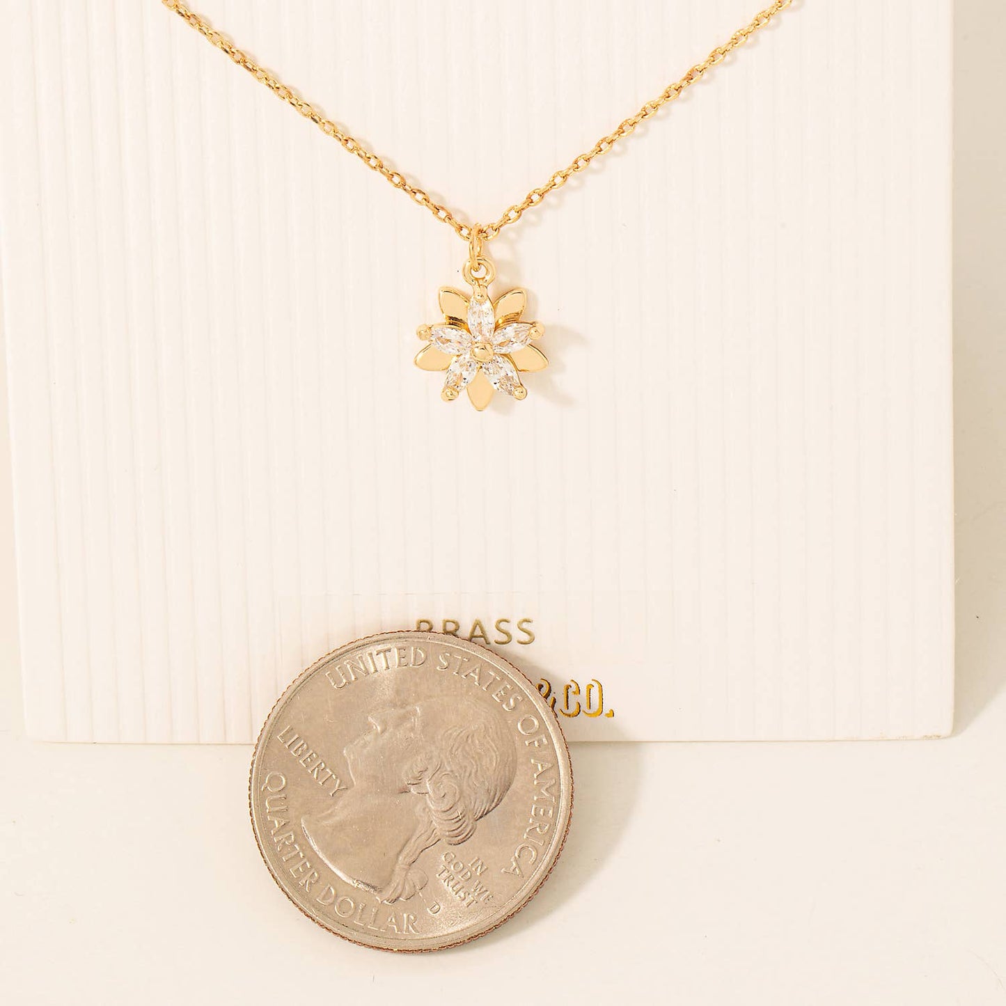 Rhinestone Flower Pendant Chain Necklace