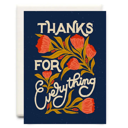 Thanks For Everything Navy | Thank You Greeting Card - Front & Company: Gift Store