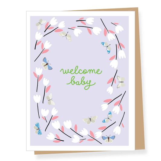 Welcom Baby Tulips New Baby Greeting Card