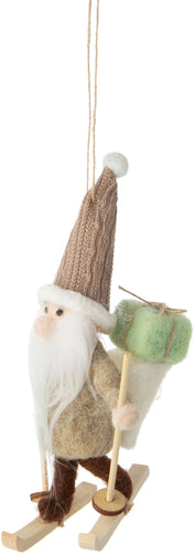 Felt nordic skier santa with backpack ornament - Front & Company: Gift Store