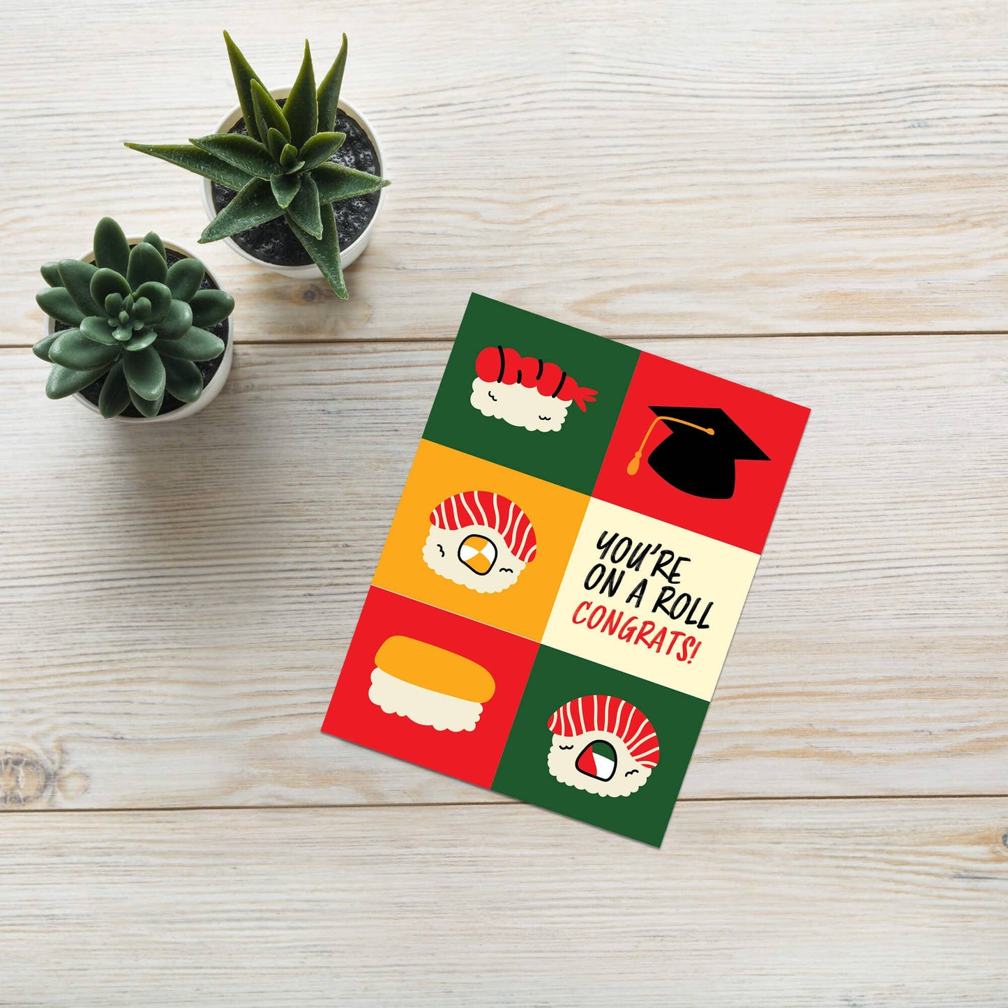 Sushi Graduation Card | Bold Japanese Food Roll Pun Congrats