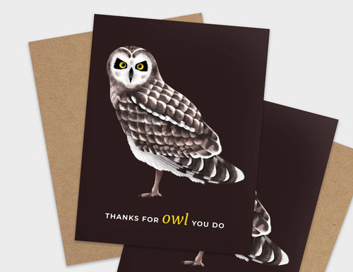 Thanks For Owl You Do Pun Appreciation Card - Front & Company: Gift Store