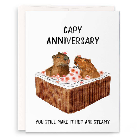 Hot Tub Capybara - Funny Anniversary Card