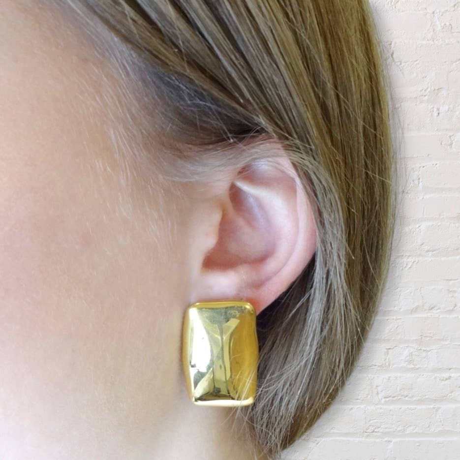 Chunky Rectangle Stud Earrings