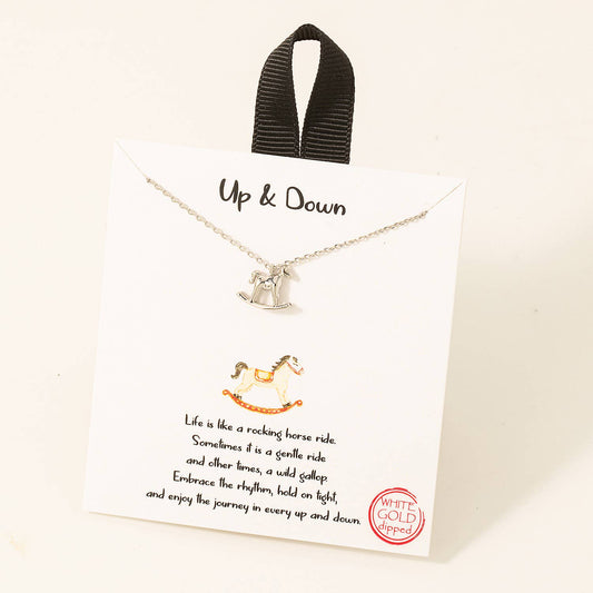 Gold Dipped Rocking Horse Pendant Necklace