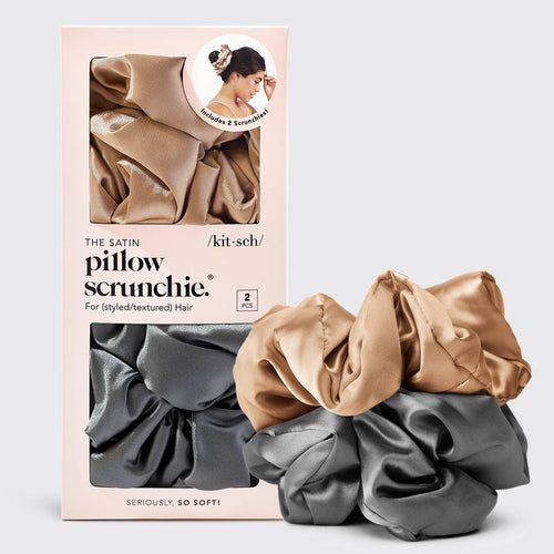 Satin Sleep Pillow Scrunchies - Charcoal/Gold - Front & Company: Gift Store