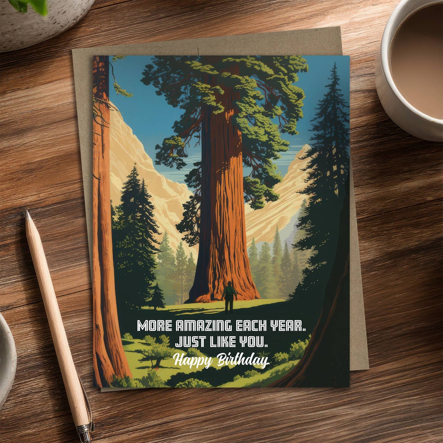 More Amazing Each Year – Recycled Birthday Card for Hikers