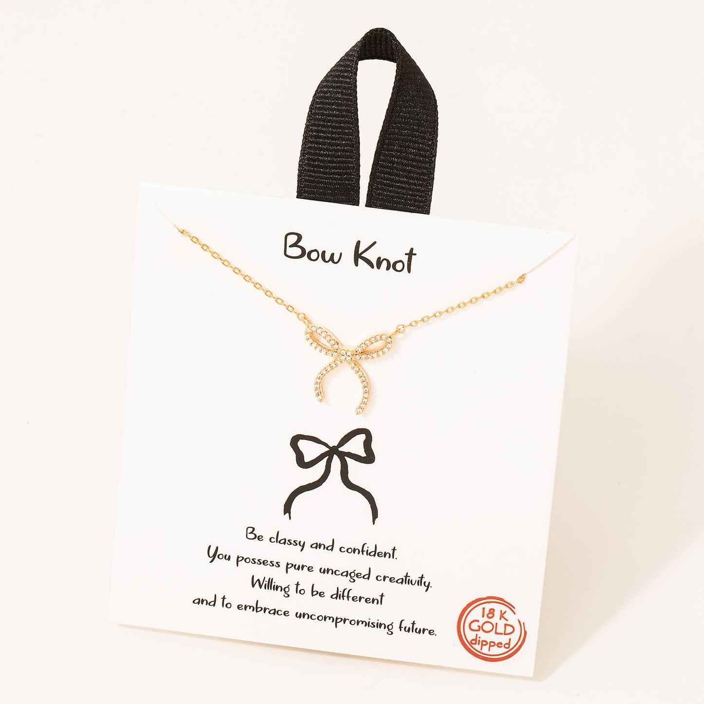 Gold Dipped Bow Knot Charm Necklace