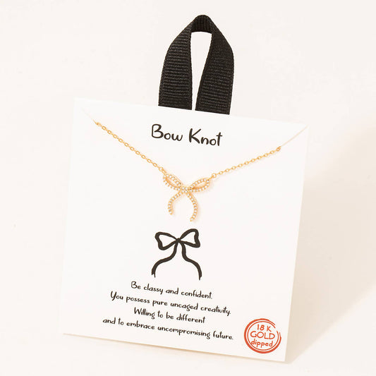 Gold Dipped Bow Knot Charm Necklace