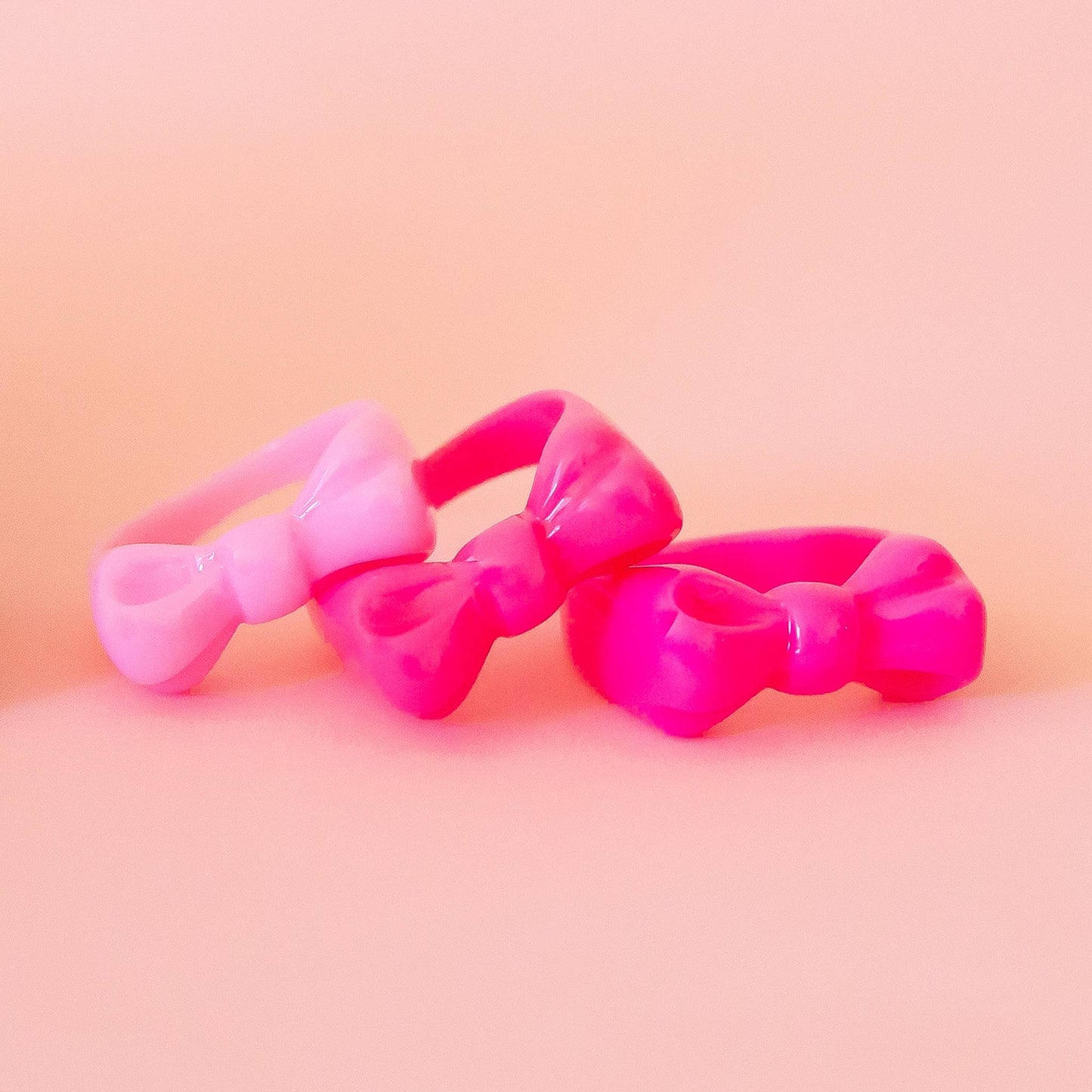Kitsch Bow Ring Set | Pink