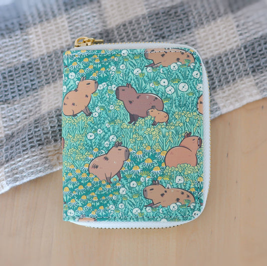 Capybara Pattern Zipper Wallet featuring Noristudio Capybara