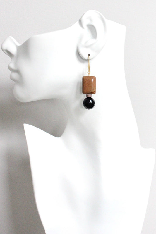 HYLE28 Jasper and black agate earrings