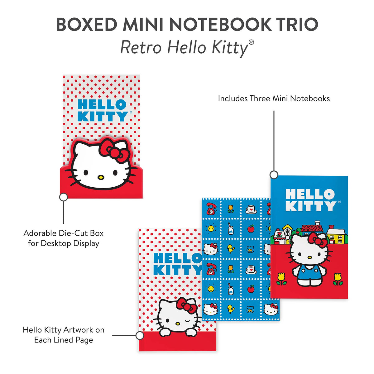Retro Hello Kitty Boxed Mini Notebook Trio