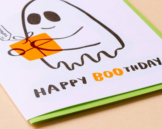 Happy Boo-thday Ghost Halloween Birthday Card- Made in USA