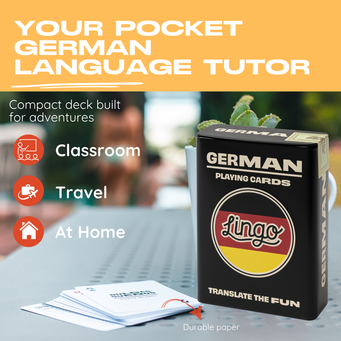 German Travel Playing Cards in Tin Travel Case