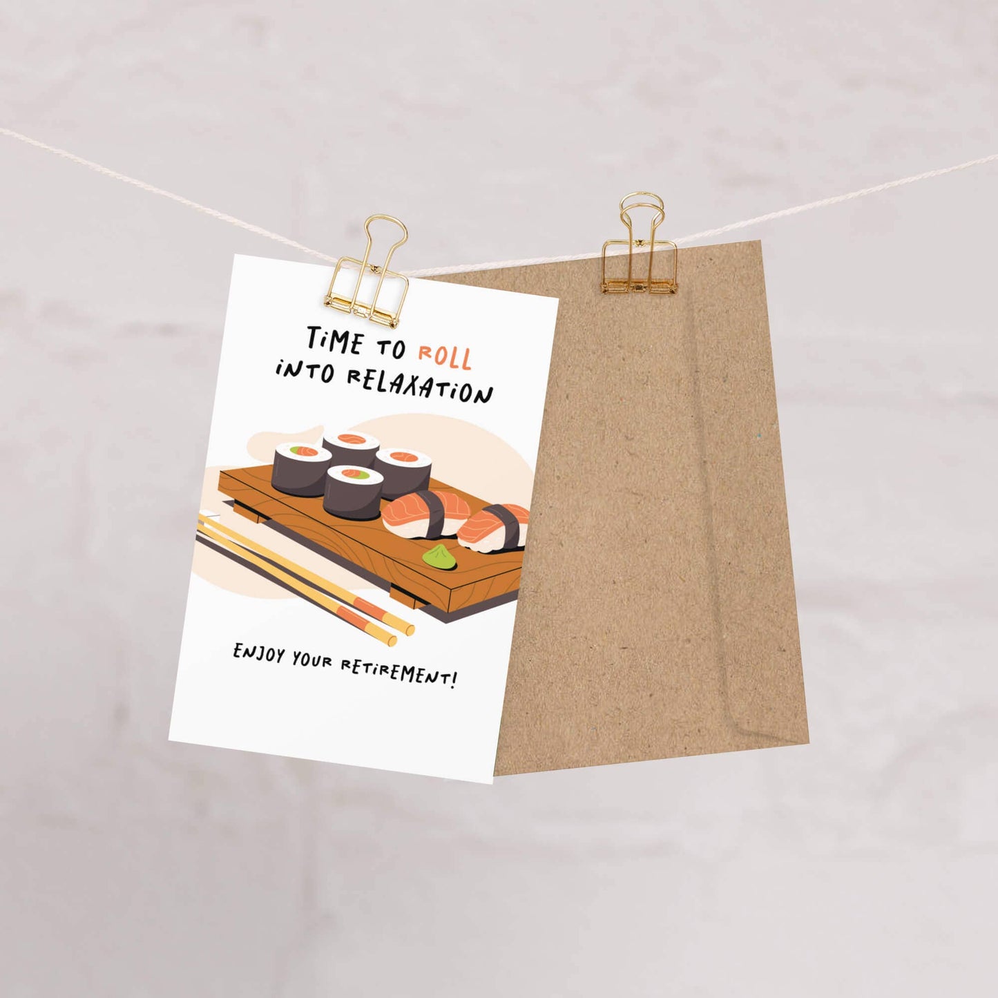 Time to Roll Funny Retirement Cards | Japanese Maki Sushi Nigiri Food Greetings