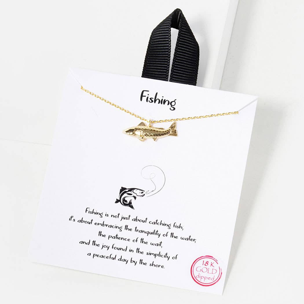 18K Gold White Gold Dipped Fish Necklace
