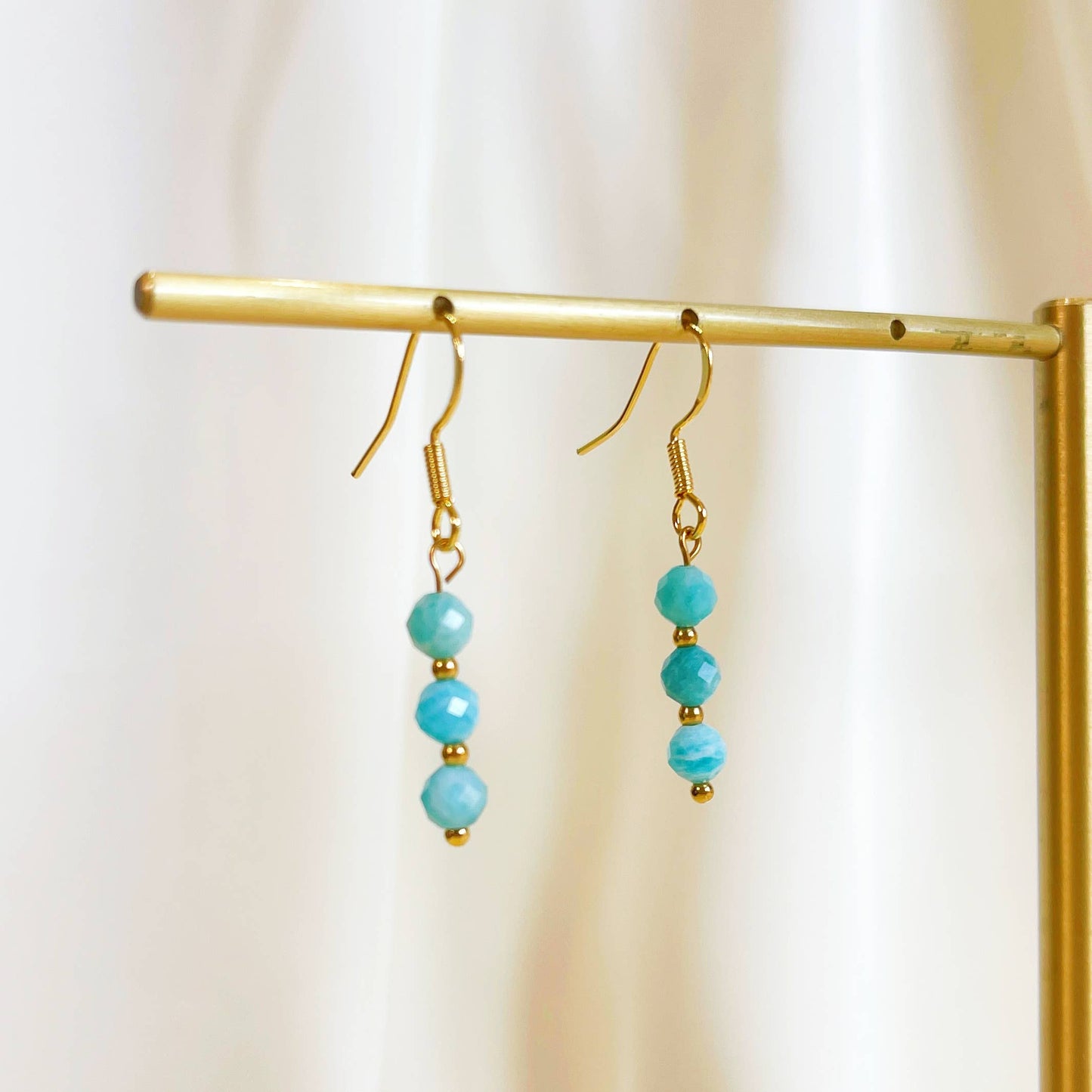 Blue beaded dangle earrings, beads earrings, blue